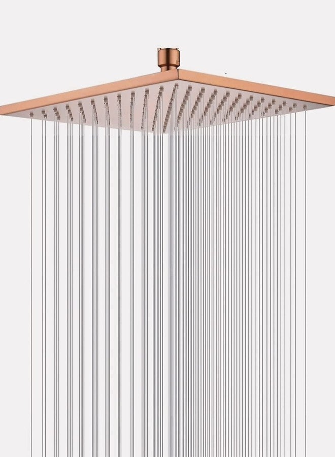 CARNIVAL Heavy Rosegold 12x12" Inch Overhead Ceiling Shower | Stainless Steel 304 Rosegold Shower Head For Bathroom | Adjustable Angles With Premuim PVD Finish WIthout Arm (Rose Gold, Stainless Steel) - Image 1